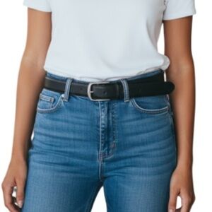 REPTILE PRINT Ladies Embossed Leather Belt Black with Silver Buckle Size S